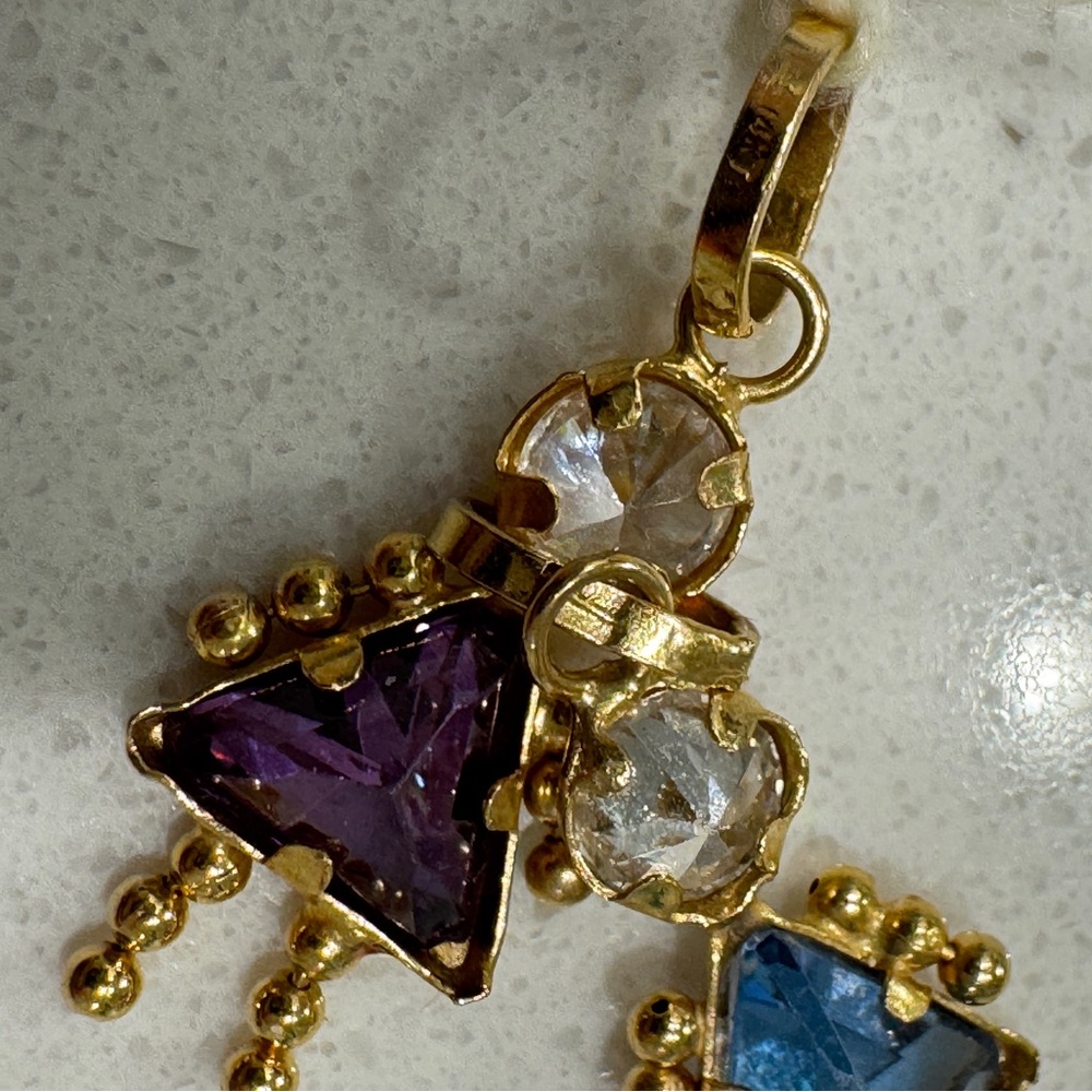 Vintage 14k Gold charm LOT pendant 2 girls cute little permanent jewelry - Picture 3 of 5